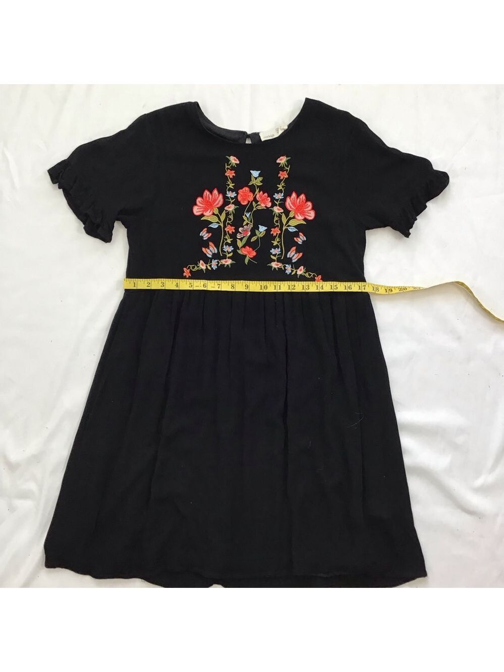 Everleigh Women Black Floral Embroidered Fun Mini Dress XS - Picture 12 of 14